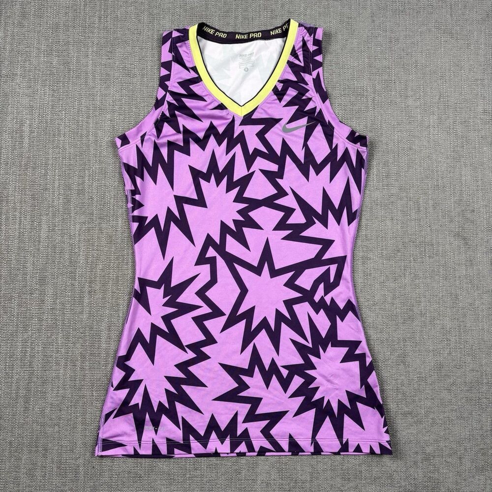Nike Pro Shirt Small Adult Pink Tank Top Sleeveless V Neck Athletic Gym Womens